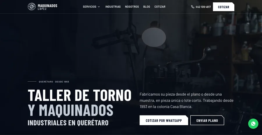 Portada de Maquinados López, taller de torno y maquinados industriales en Querétaro