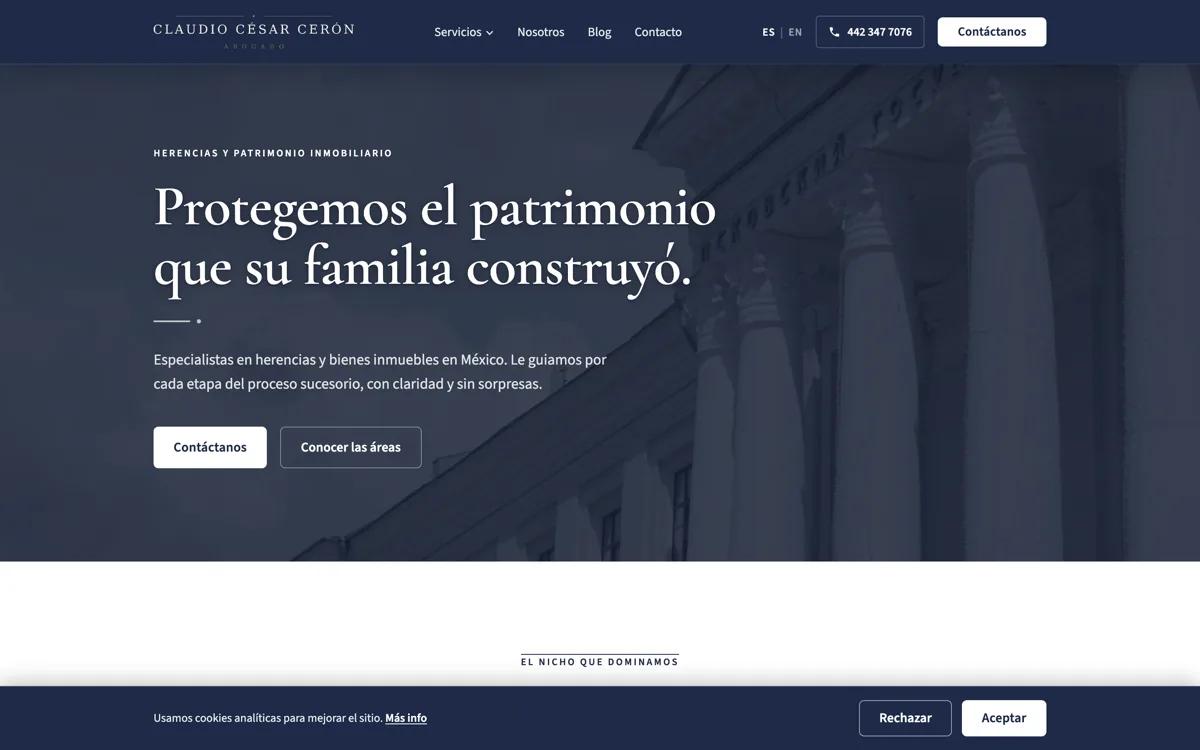 Página de inicio del despacho de Claudio Cerón
