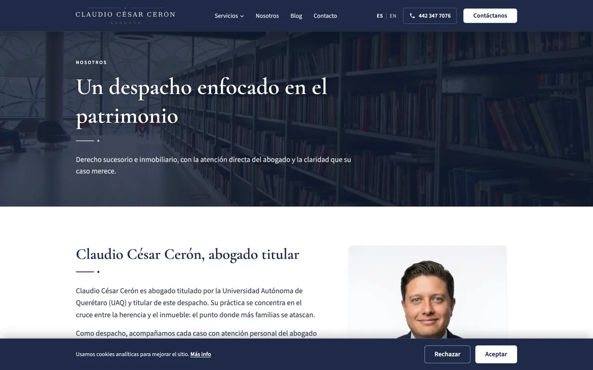 Página "Nosotros" del despacho