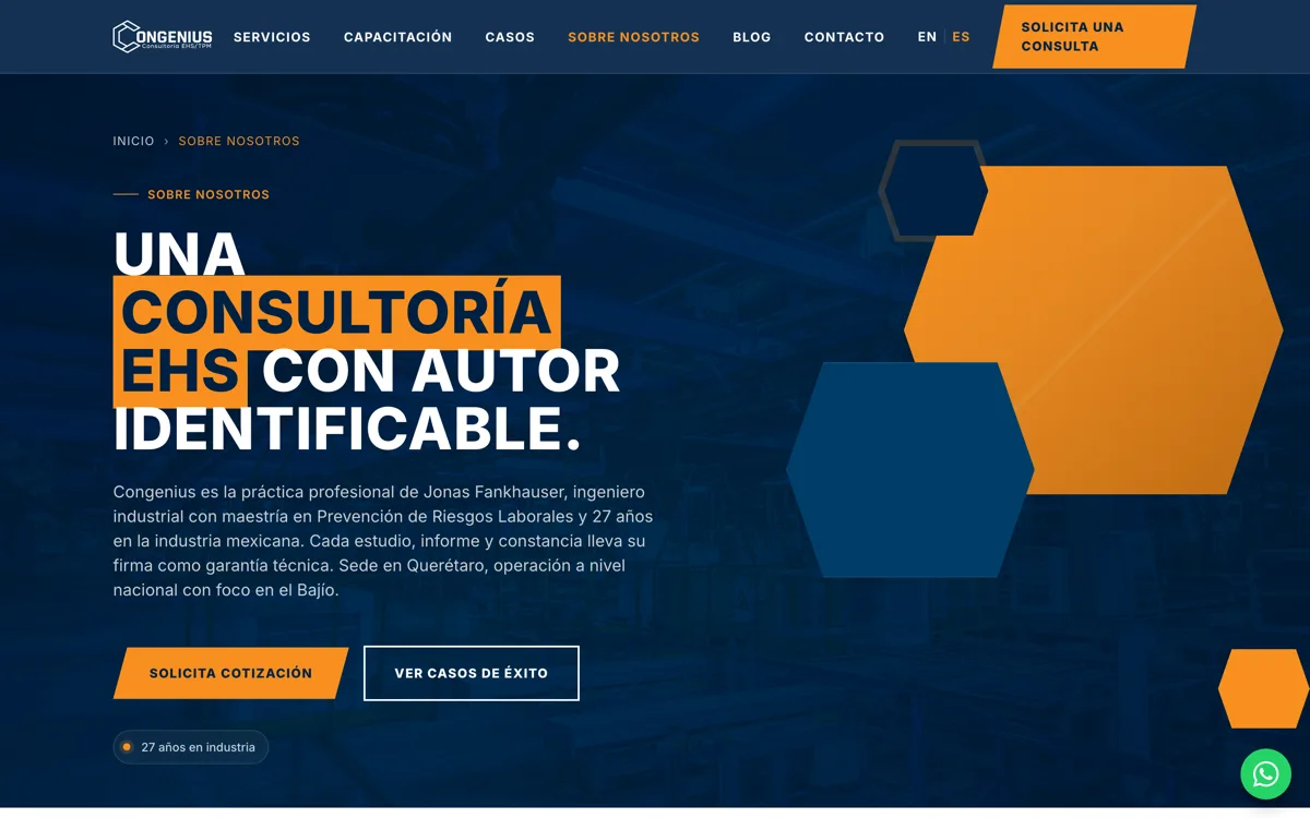 Página "Nosotros" de Congenius