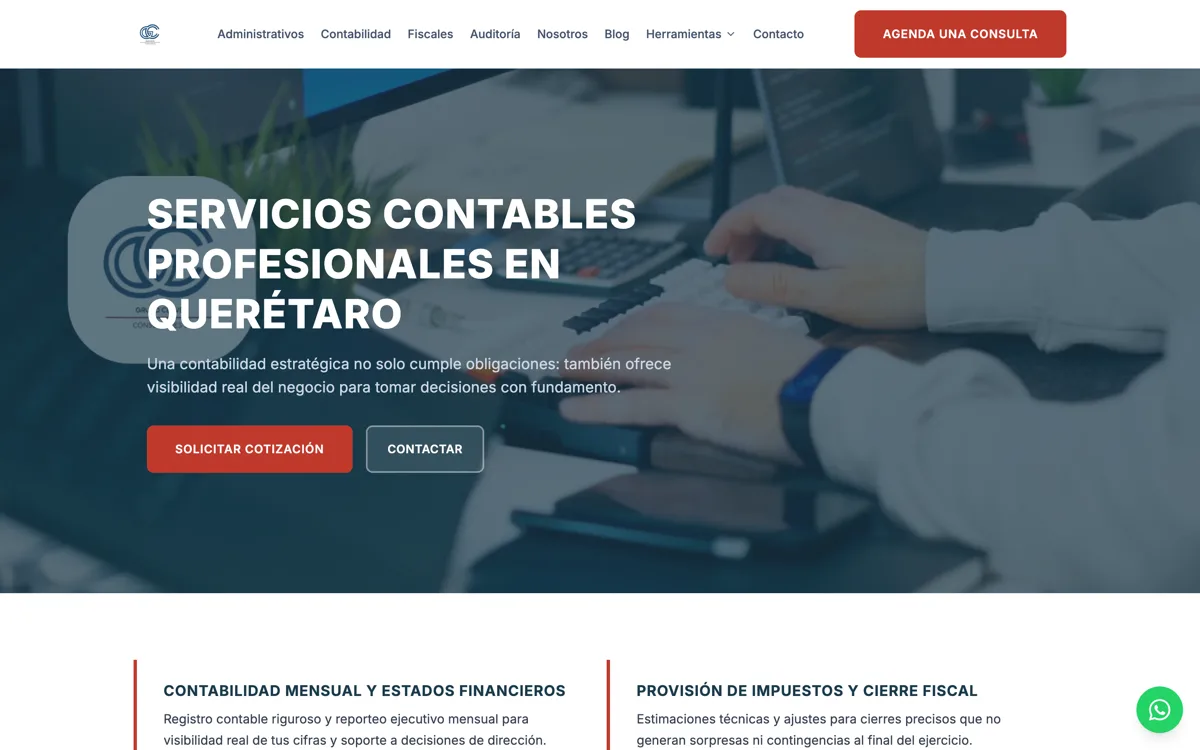 Página de servicios de Grupo CerVel